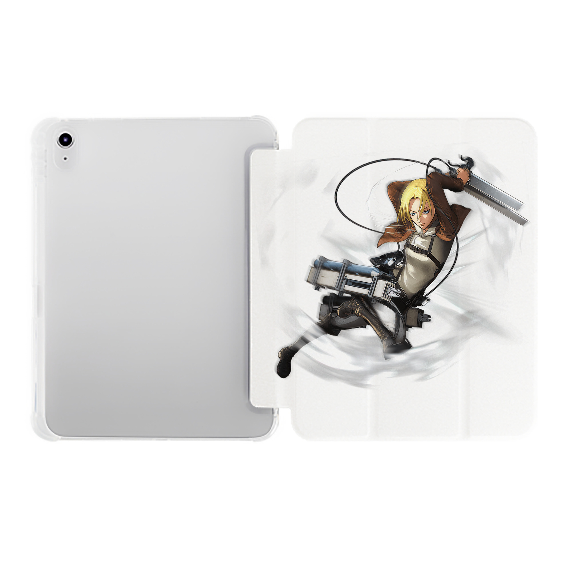 （画像用） 進撃の巨人 アニ・レオンハート Attack on Titan Annie Leonhart IPad ケース ペン収納付き 三つ折りスタンド PUレザー×シリコン 対応機種9.5/10.5/10.9インチ